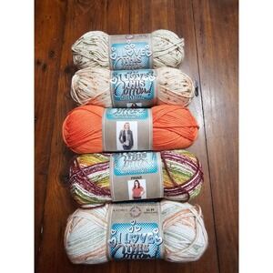 Hobby Lobby I Love This Cotton Yarn Bundle 5 Skeins Orange Multi Print Worsted